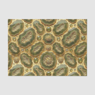 Luxury Decoupage Olive Green + Gold Agate Geode Tissue Paper