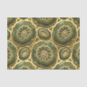 Luxury Decoupage Olive Green + Gold Agate Geode Tissue Paper