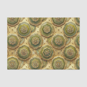 Luxury Decoupage Olive Green + Gold Agate Geode Tissue Paper