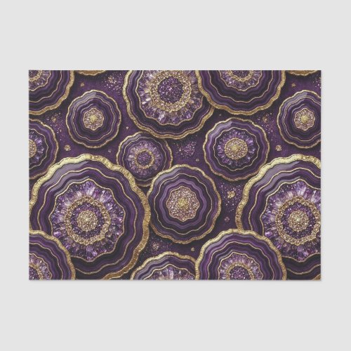 Luxury Decoupage | Purple + Gold Agate Geode Tissue Paper