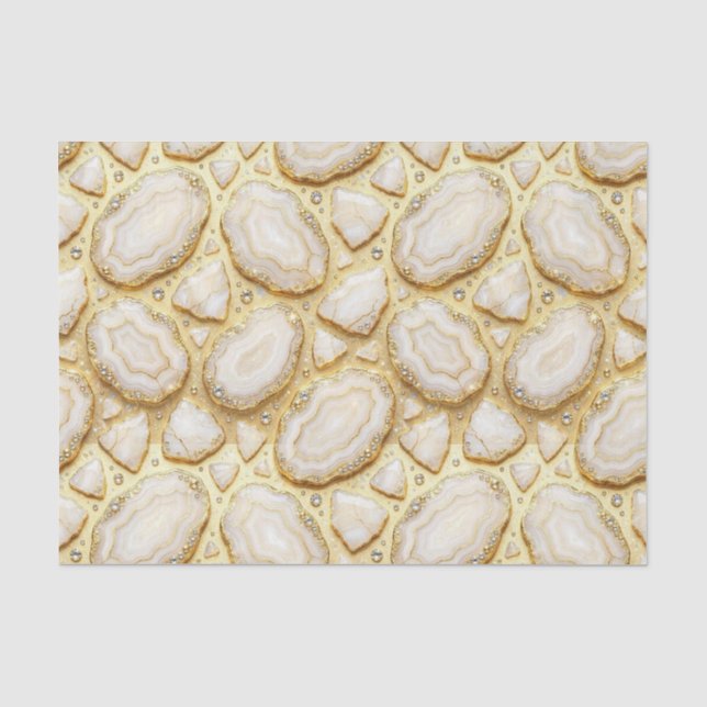 Luxury Decoupage | White + Gold Agate Geode Tissue Paper (Front)