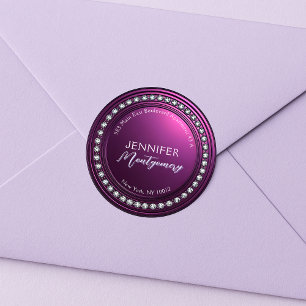 Luxury Deep Purple Diamond Return Address Label