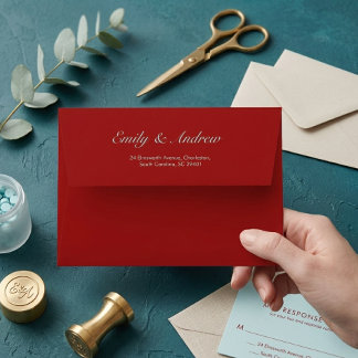 Luxury Deep Red Burgundy Wedding  Envelope