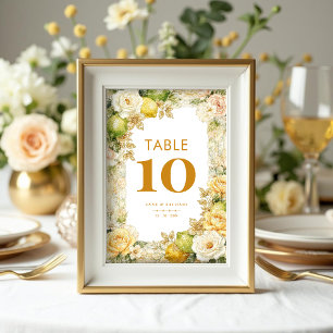 Luxury Delicate Mediterranean Lemons & Flowers  Table Number
