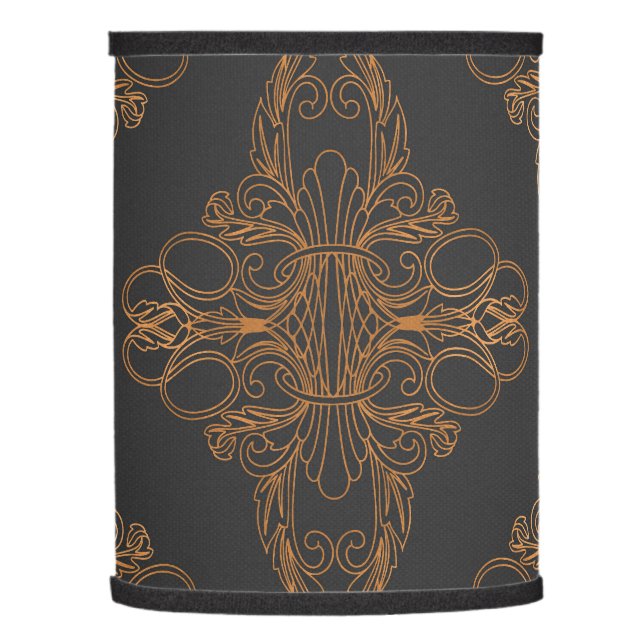 Luxury design, floral pattern, dark grey, copper lamp shade (Left)