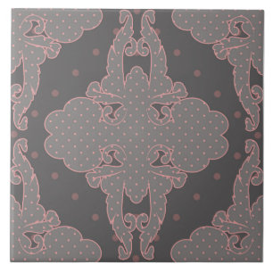 Luxury design, floral pattern, grey, dusty pink ceramic tile