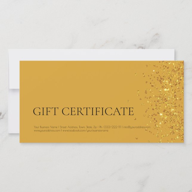 Luxury Design Gift Certificate Gold Sparkle Yellow Thank You Card (Front)
