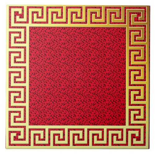 Luxury design greek key red and gold classic ceramic tile