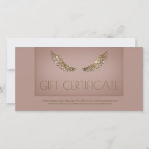 Luxury Design Lash Gift Certificate Golden Wings Thank You Card