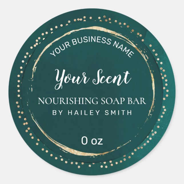 Luxury Design Teal Green Soap Bar Labels (Front)