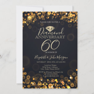 Luxury Diamond Bokeh Dots Wedding Anniversary Invitation