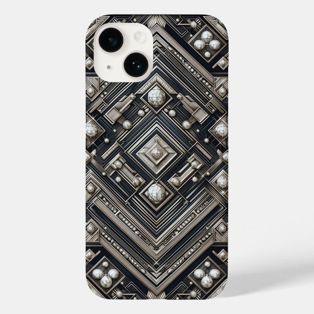 Luxury Diamond Cut Geometric Art Deco Pattern Gold Case-Mate iPhone Case (Back)