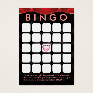 Luxury Diamond Heart Bridal Shower 5x5 Bingo Card