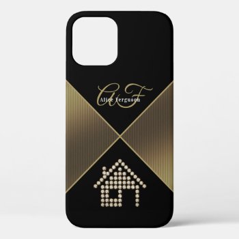 Luxury Diamond Home | Golden Initals Iphone 12 Pro Case by BestCases4u at Zazzle