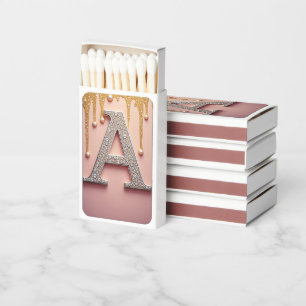 Luxury Diamond Letter A Monogram With Gold Drips Matchboxes