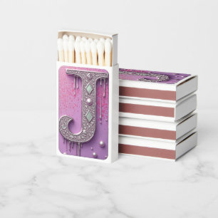 Luxury Diamond Letter J Monogram With Gold Drips Matchboxes
