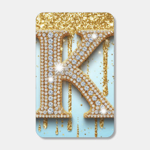 Luxury Diamond Letter K on Gold Glitter Background Matchboxes