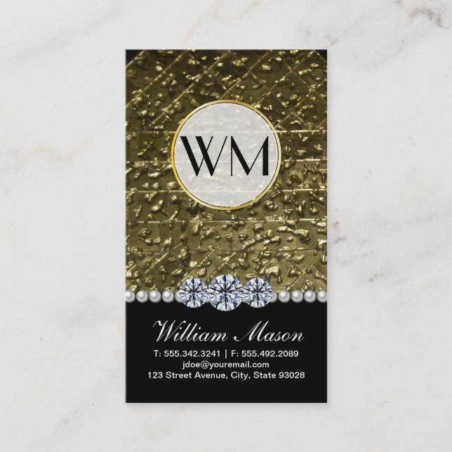 Luxury Diamonds Gold Pearls Business Card (Front)