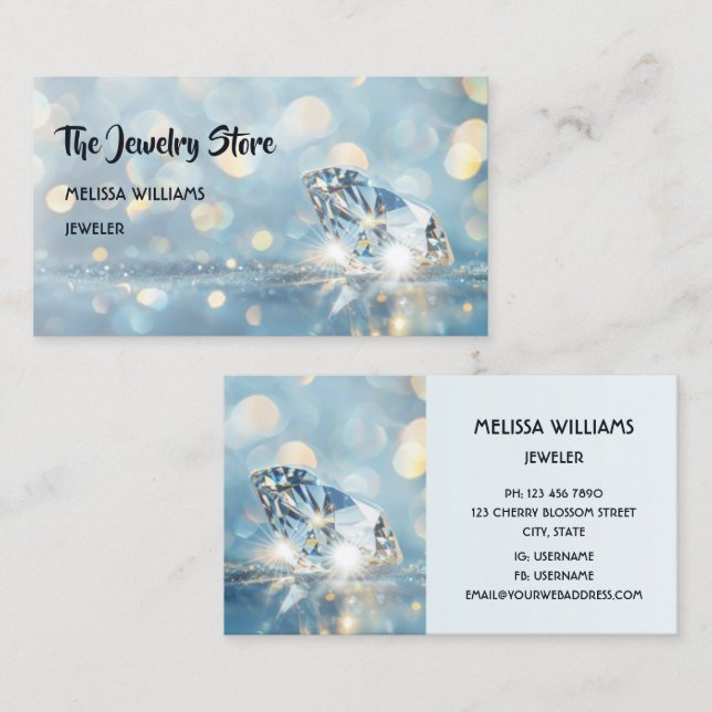 Luxury Diamonds Jeweler Jewelry Store Business Card (Front/Back)