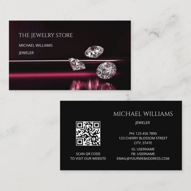Luxury Diamonds Jeweler Jewelry Store Business Card (Front/Back)