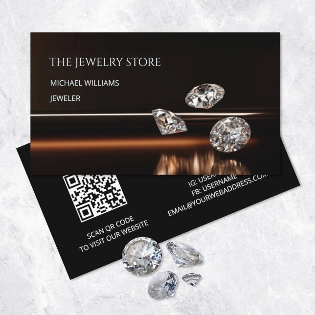 Luxury Diamonds Jeweler Jewelry Store Business Card (Creator Uploaded)