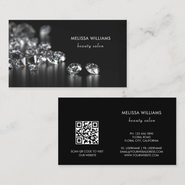 Luxury Diamonds Jeweler Jewelry Store Business Card (Front/Back)