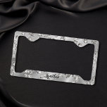 Luxury Diamonds Silver Background Glittering Girly License Plate Frame at Zazzle