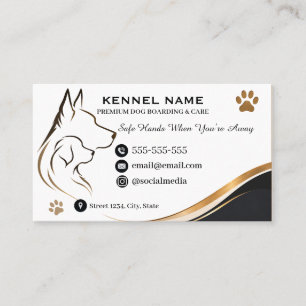 Luxury Dog Kennel Elegant Gold Wave Customizable  Business Card