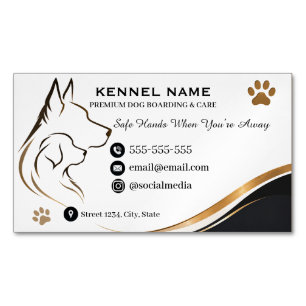 Luxury Dog Kennel Elegant Gold Wave Customizable  Business Card Magnet