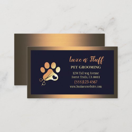 Luxury Dog Pet Grooming Paw Scissors Business Card