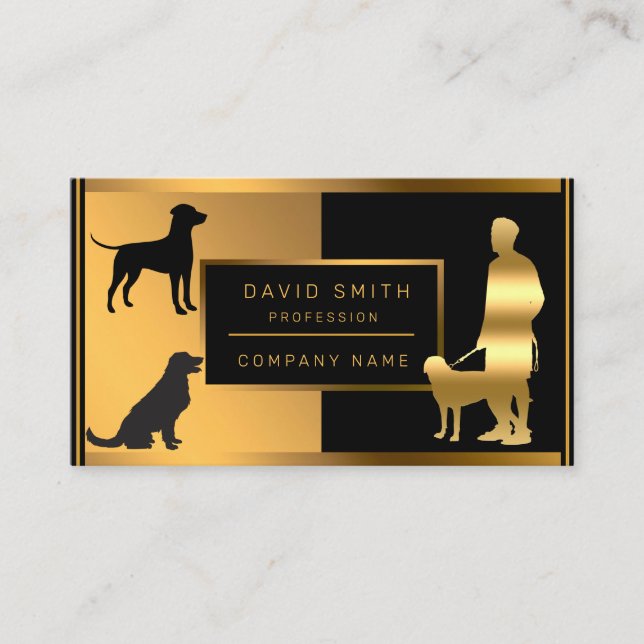 Luxury Dog Walker And Veterinarian Add Your Text Business Card (Front)