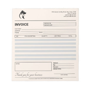 Luxury Dog Walker / Pet Sitter Invoice / Receipt Notepad