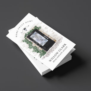 Luxury Door Black Professional Real Estate Photo B Business Card