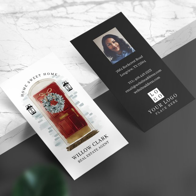 Luxury Door Black Professional Real Estate Photo Business Card (Creator Uploaded)