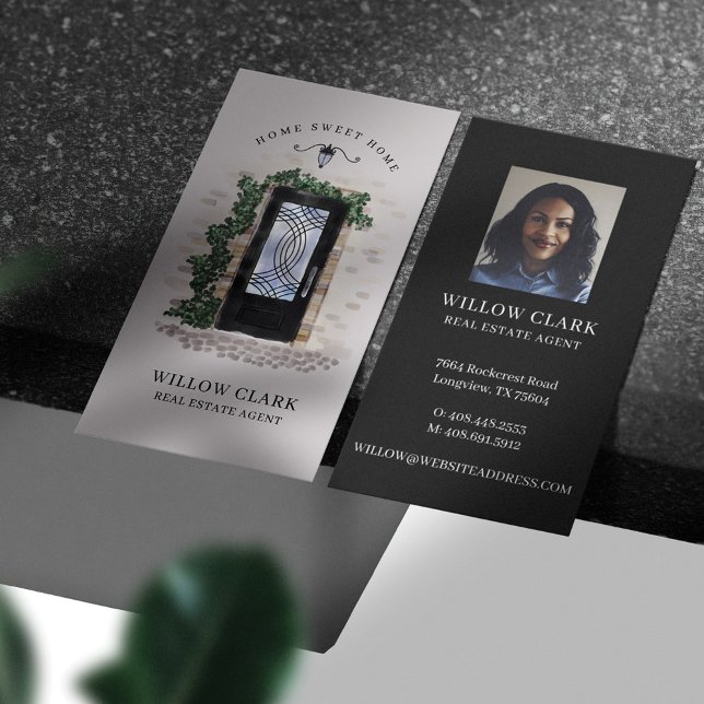 Luxury Door Black Professional Real Estate Photo Business Card (Creator Uploaded)