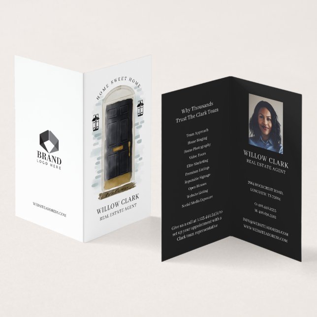 Luxury Door Professional Real Estate Agent Photo Business Card (Inside and Outside)