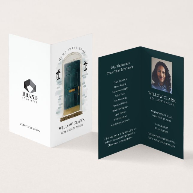 Luxury Door Professional Real Estate Agent Photo Business Card (Inside and Outside)