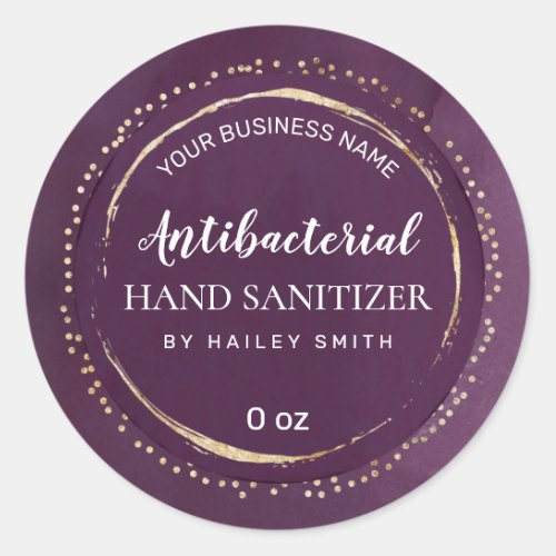 Luxury Dotted Gold Purple Hand Sanitizer Labels