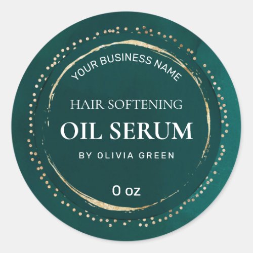 Luxury Dotted Gold Teal Green Hair Serum Labels