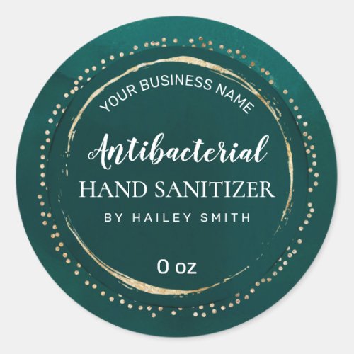 Luxury Dotted Gold Teal Green Hand Sanitizer Label