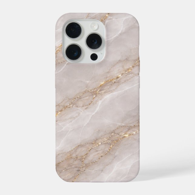 Luxury Dove Gray Marble with White Veins & Gold  iPhone Case (Back)