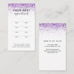 Luxury drips glitter purple Salon Appointment Card