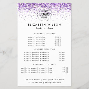 Luxury drips glitter purple Salon Flyer
