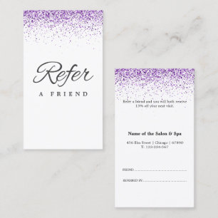Luxury drips glitter purple Salon Referral Card