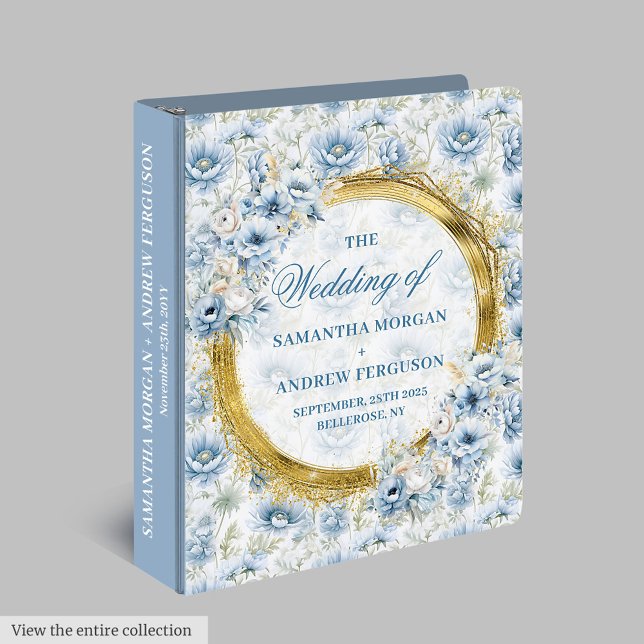 Luxury Dusty Blue Gold Glitter Wedding Album 3 Ring Binder (Luxury Dusty Blue Gold Glitter Wedding Album 3 ring binder)