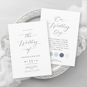 Luxury Dusty Blue Wedding with Attire Colors Invitation