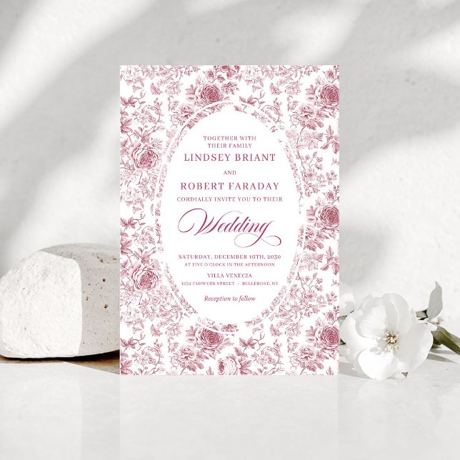 Luxury Dusty Pink French Toile Wedding Invitation (Luxury Dusty Pink French Toile Wedding Invitation)