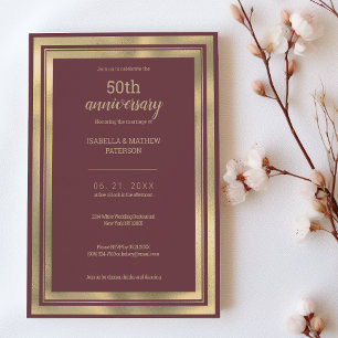 Luxury dusty pink gold 50th Wedding Anniversary Invitation