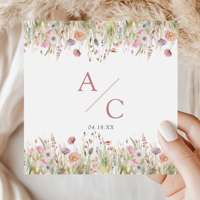 Luxury Dusty Pink Wildflower Wedding Napkins (Creator Uploaded)