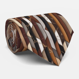 Luxury Earth Caramel Tone Marble Mosaic Neck Tie